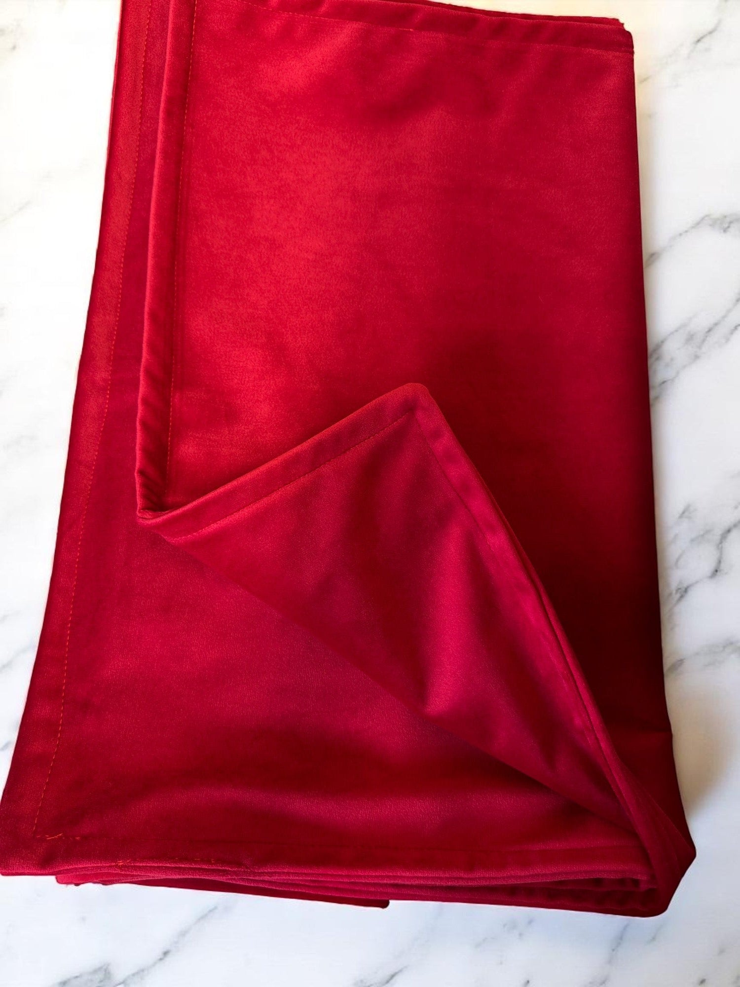 Red Double-Sided Plush Velvet Bed Runner / Bed Throw / Bed Scarf – Luxury Fabric for Home or Hotel Use.