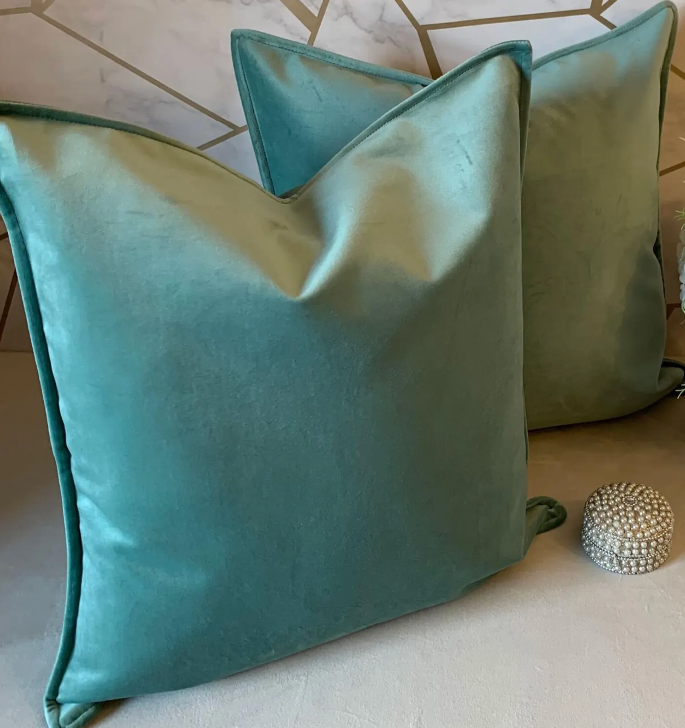 Luxury Duck Egg Velvet Cushion