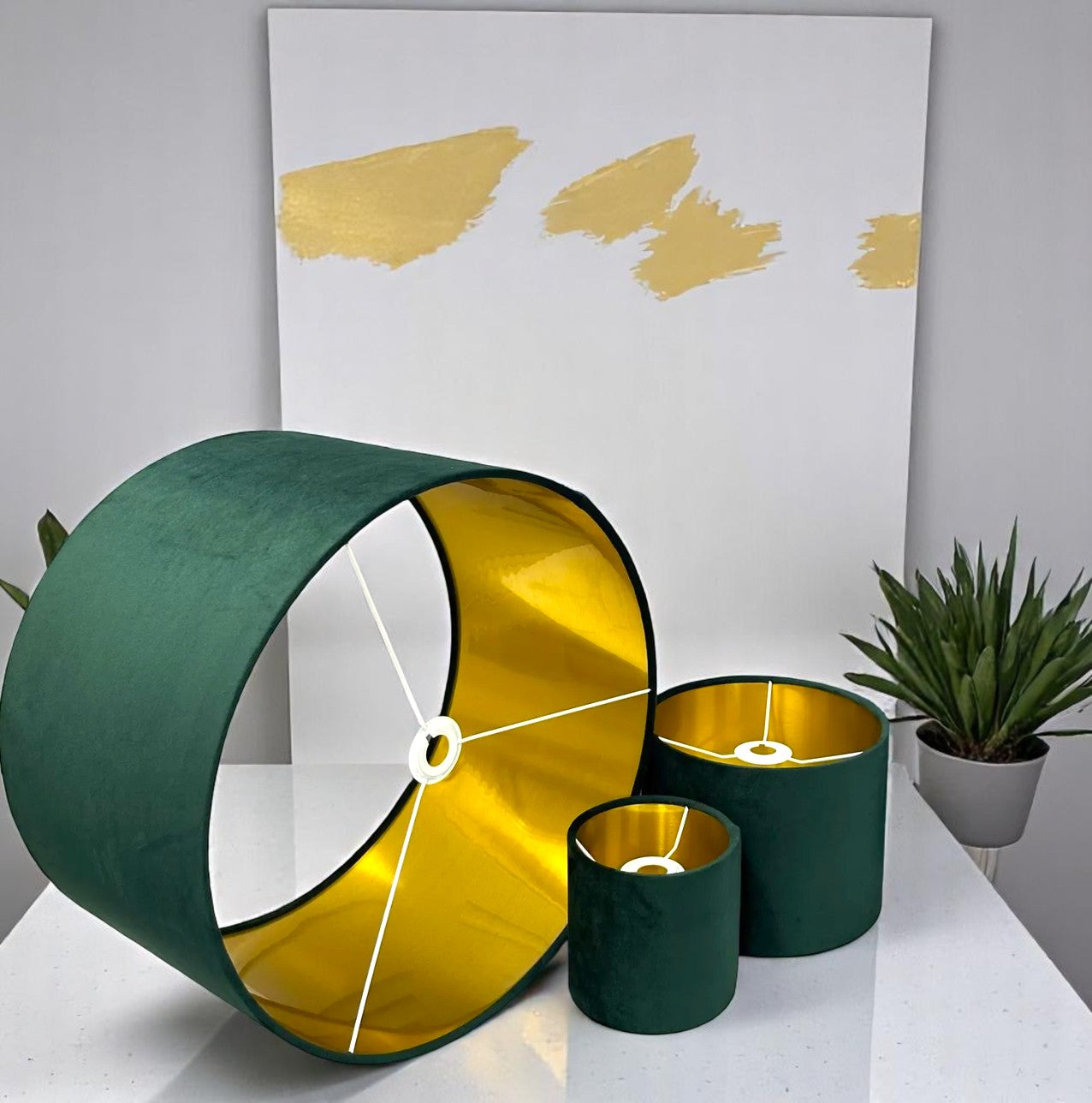 Emerald Velvet Lampshade – Gold Lined, Multi-Use