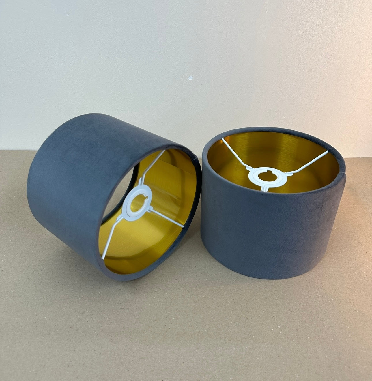 Grey Velvet Lampshade – Gold Lined, Multi-Use