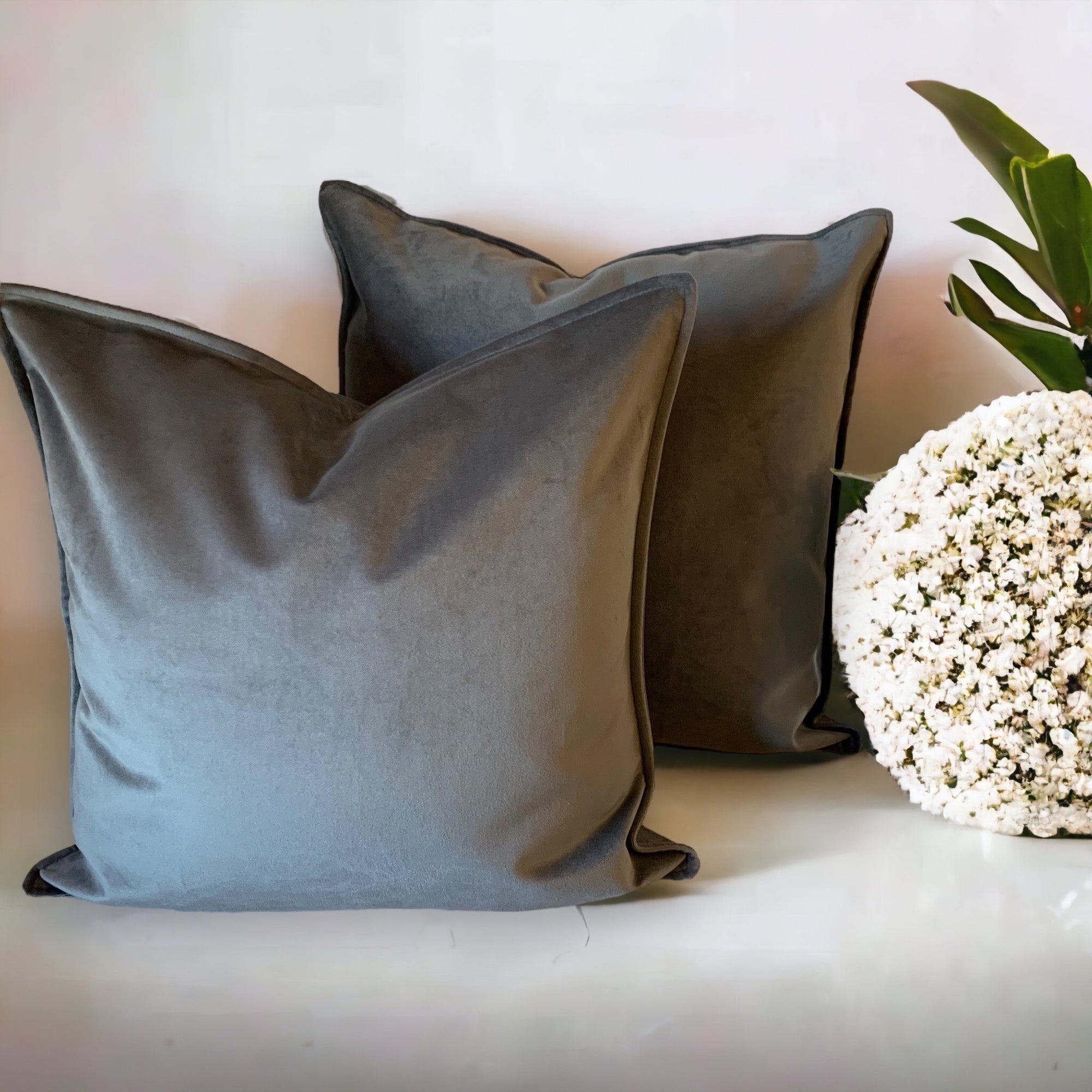 Luxury Forest Grey Velvet Cushion