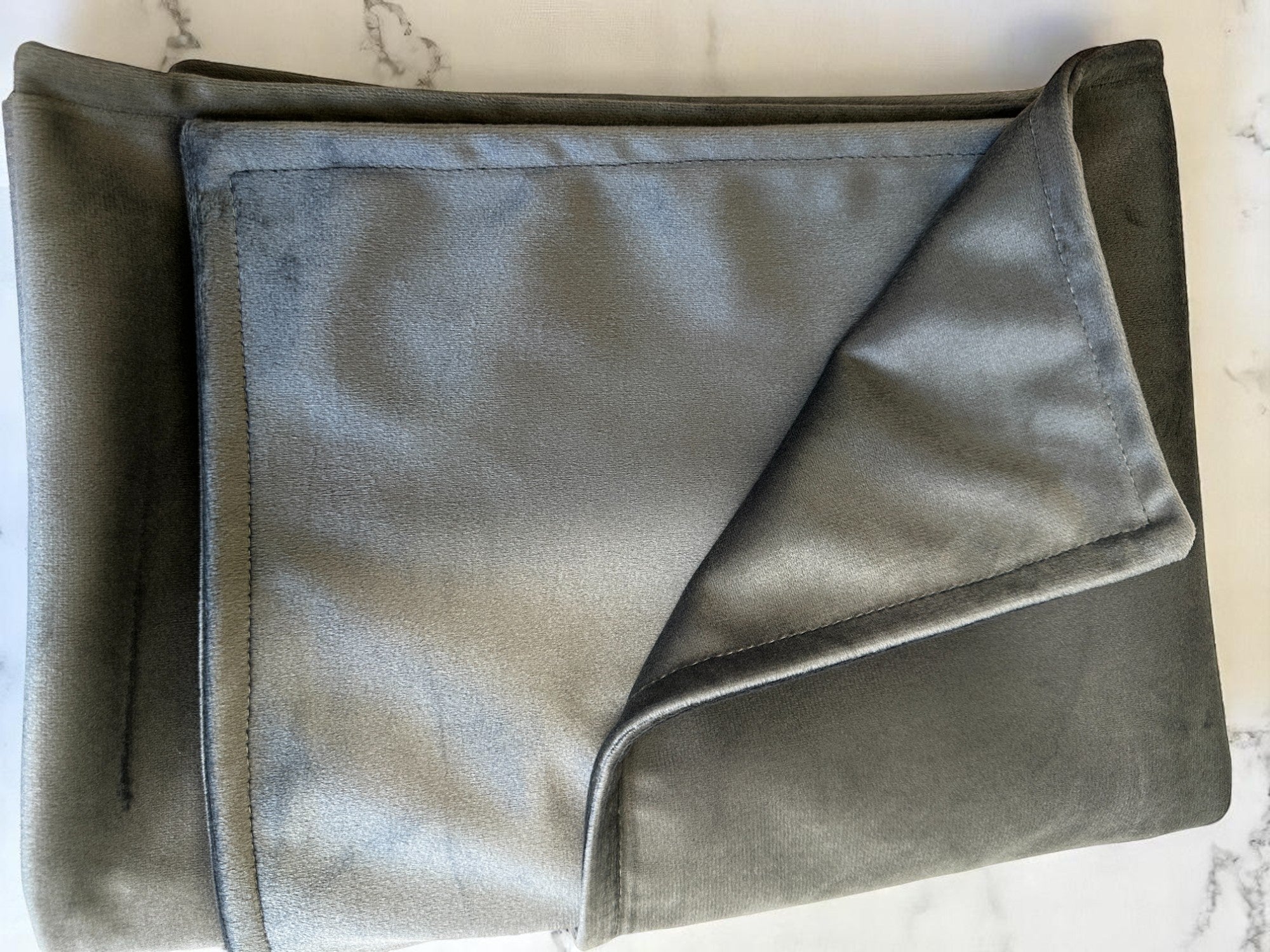 Grey Double-Sided Plush Velvet Bed Runner / Bed Throw / Bed Scarf  Luxury Fabric for Home or Hotel Use.