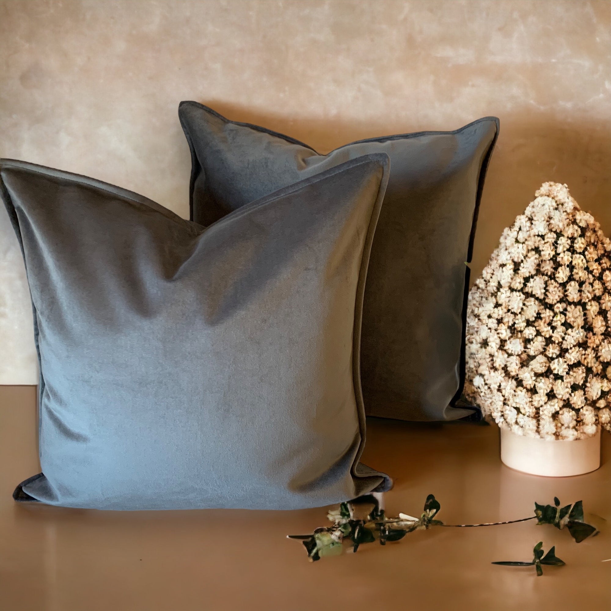 Luxury Forest Grey Velvet Cushion