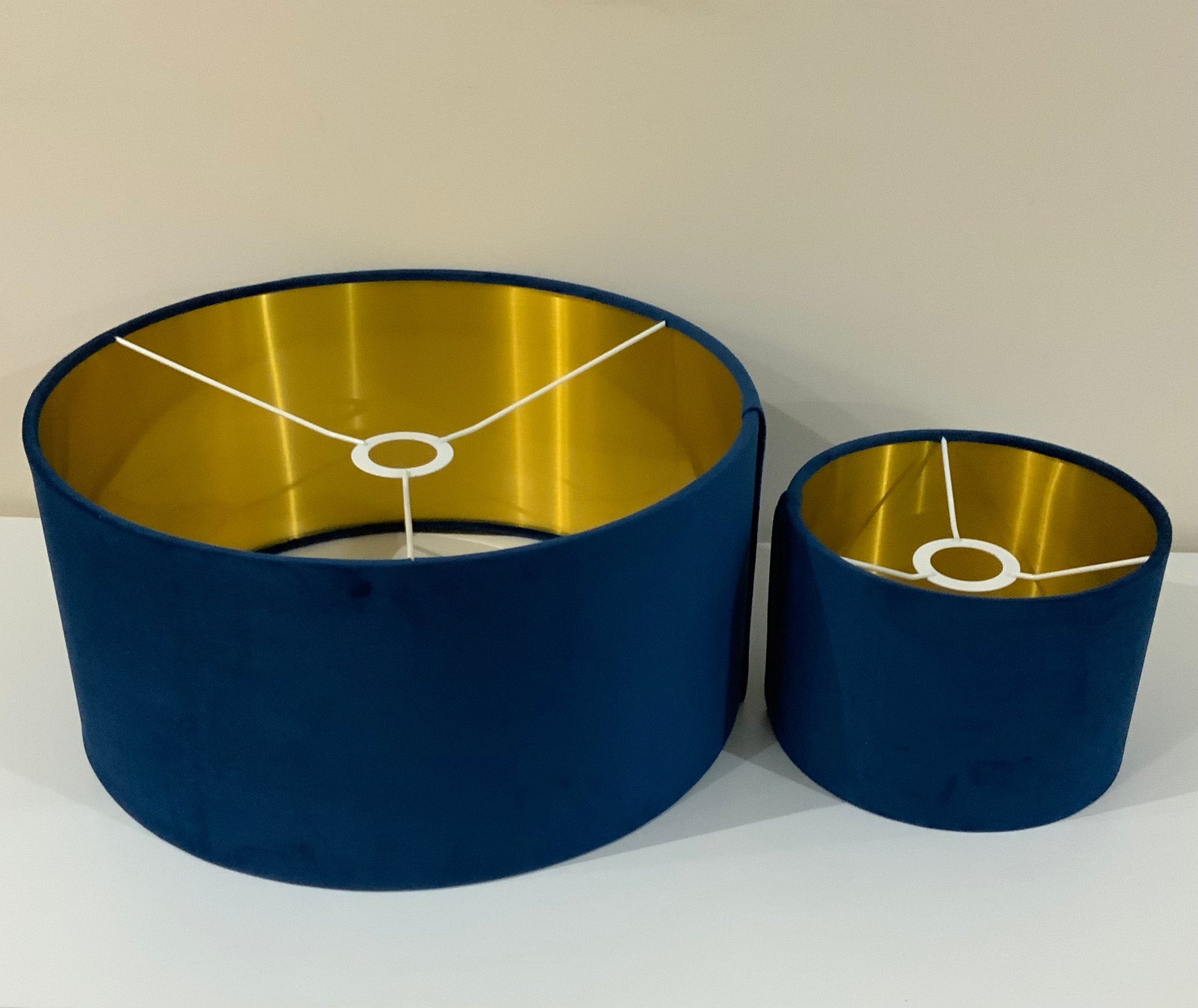 Blue Velvet Lamp Shade High Quilty Shade Ceiling,Table, Floor lampshade Gold Lining. (Copy)