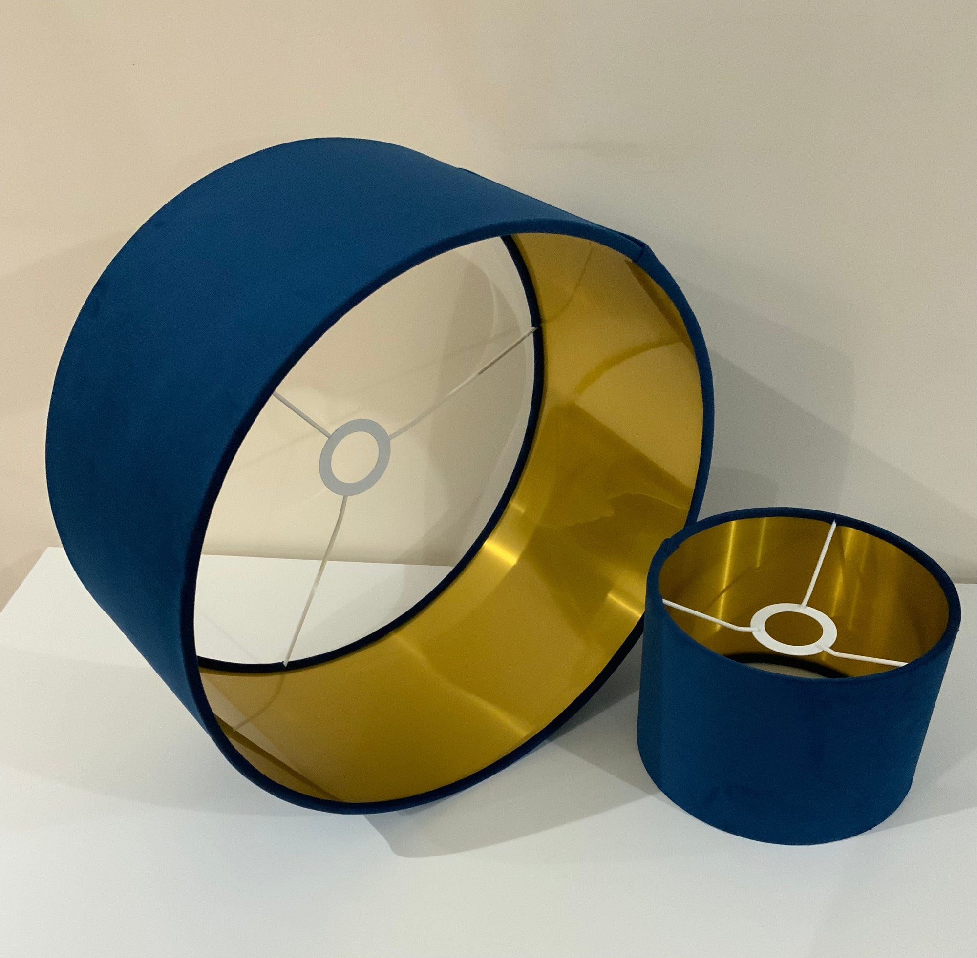 Blue Velvet Lamp Shade High Quilty Shade Ceiling,Table, Floor lampshade Gold Lining. (Copy)