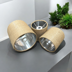 Natural hessian Light shades for ceiling , table and floor drum lampshade With Gold, Silver and Copper lining.