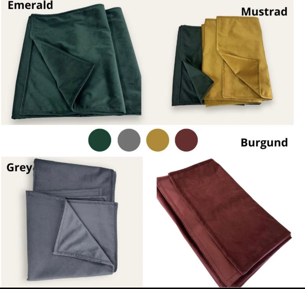 Grey Double-Sided Plush Velvet Bed Runner / Bed Throw / Bed Scarf  Luxury Fabric for Home or Hotel Use.