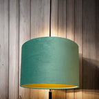 Duck egg Velvet Lamp Shade High Quilty Shade Ceiling,Table, Floor lampshade Gold Lining.