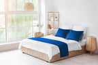 Blue Double-Sided Plush Velvet Bed Runner / Bed Throw / Bed Scarf  Luxury Fabric for Home or Hotel Use.
