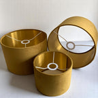 Mustard Velvet Lamp Shade High Quilty Shade Ceiling,Table, Floor lampshade Gold Lining.