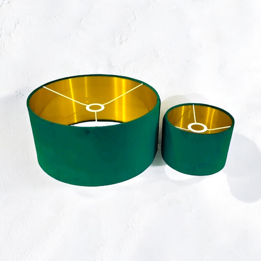 Emerald Velvet Lampshade – Gold Lined, Multi-Use