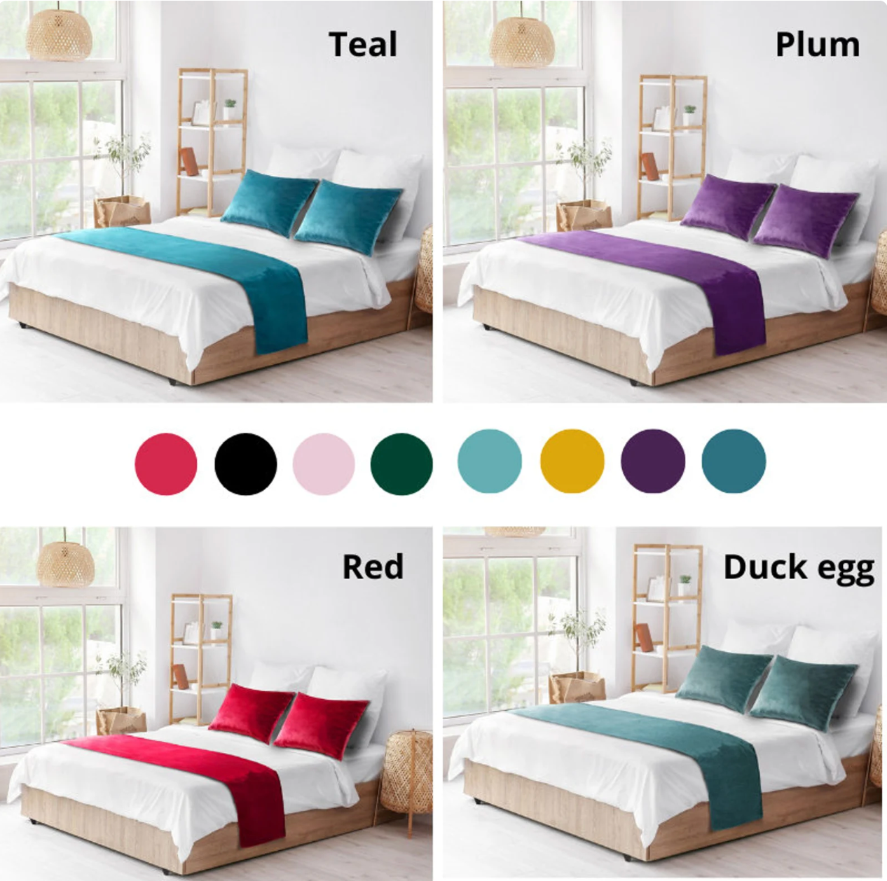Plush Velvet Bed Runner Double-Sided/ Bed Throw / Bed Scarf  Luxury Fabric for Home or Hotel Use.