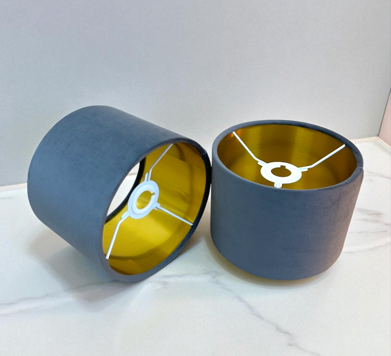Grey Velvet Lampshade – Gold Lined, Multi-Use