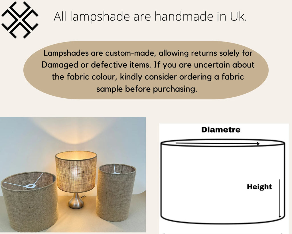 Natural hessian Light shades for ceiling , table and floor drum lampshade.