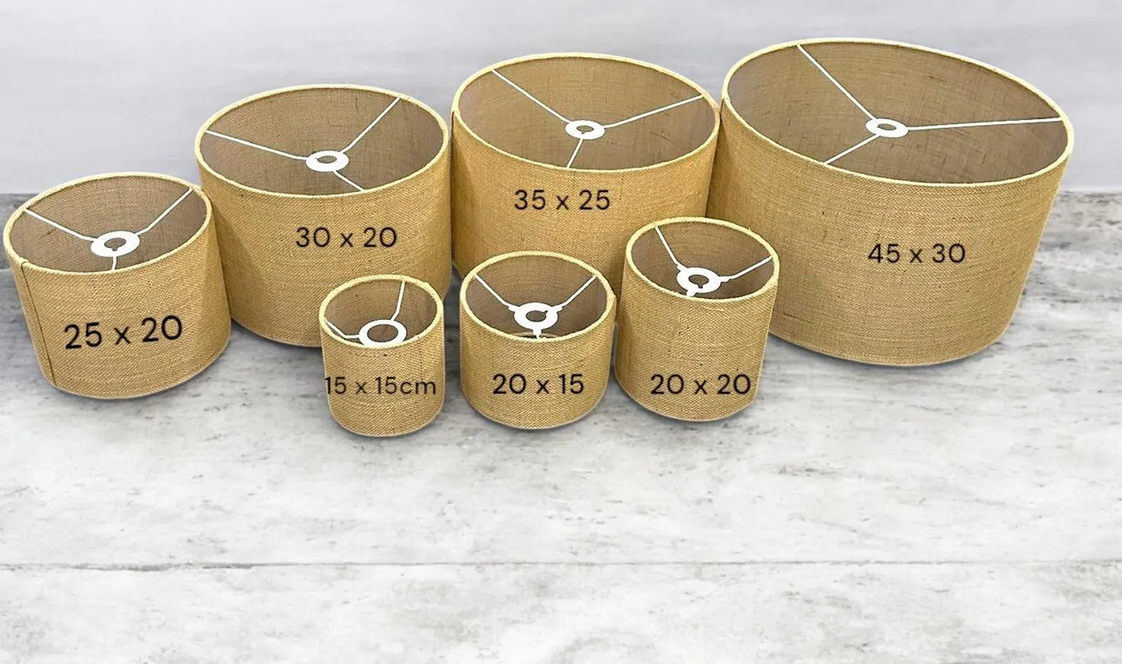Natural hessian Light shades for ceiling , table and floor drum lampshade.