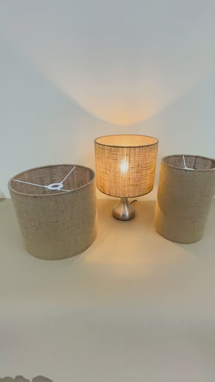 Natural hessian Light shades for ceiling , table and floor drum lampshade.
